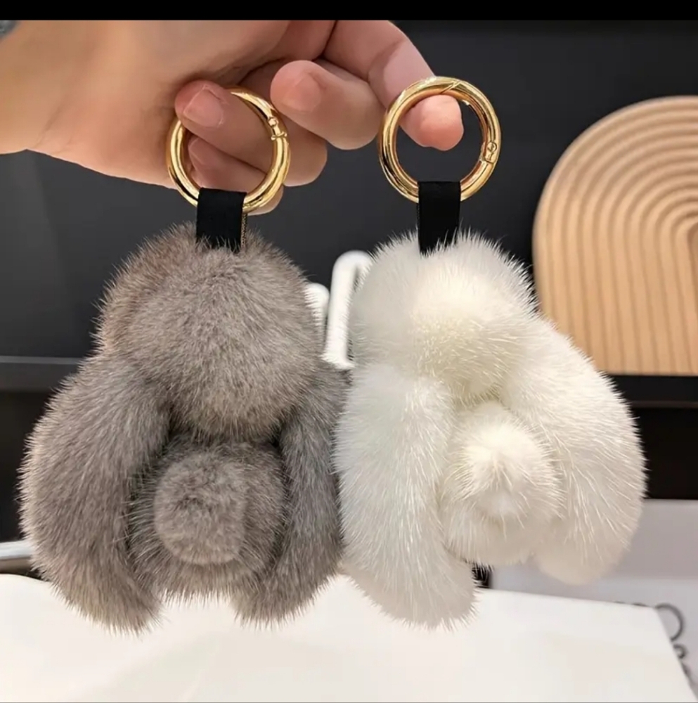 Plush Bunny Rabbit Keychain or Purse Charm - Picture 4 of 6